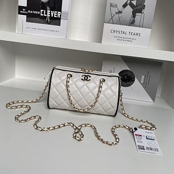 Colestore Chanel Clutch With Chain White & Black 11.5×18.5×11cm