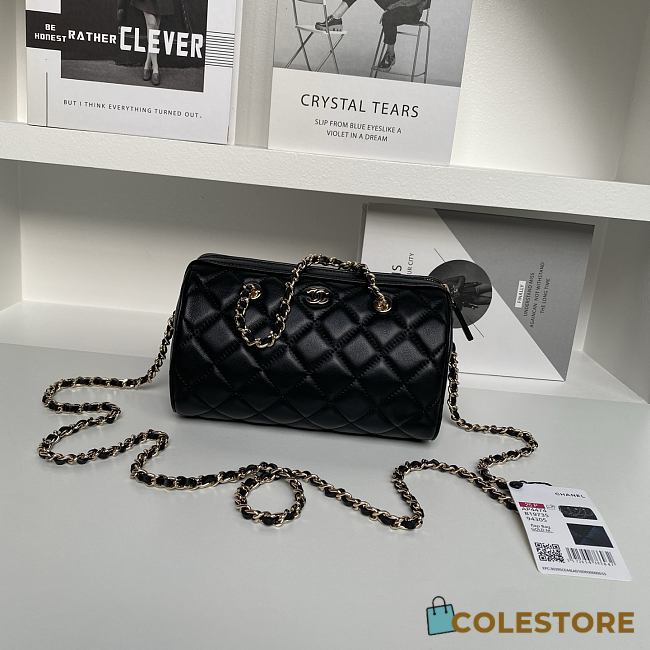Colestore Chanel 25P Bowling Bag Calfskin Black 11.5×18.5×11cm - 1