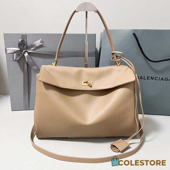 Colestore Balenciaga Women's Medium Rodeo Leather Handbag Beige 35x23x11cm - 1