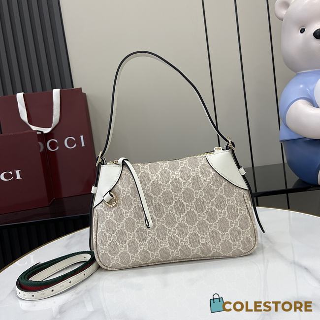 Colestore Gucci GG Emblem Small Shoulder Bag Beige 24.5x16x5cm - 1