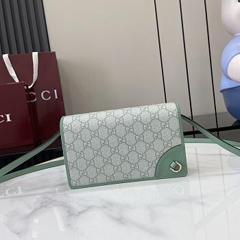 Colestore Gucci GG Emblem Wallet With Leather Strap Light Green 20x12.5x5cm