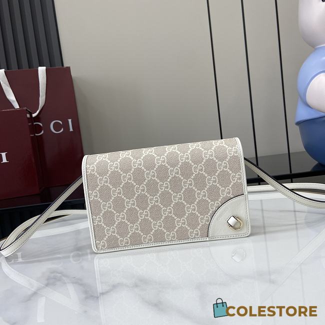 Colestore Gucci GG Emblem Wallet With Leather Strap Beige 20x12.5x5cm - 1