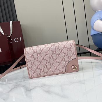 Colestore Gucci GG Emblem Wallet With Leather Strap Light Pink 20x12.5x5cm