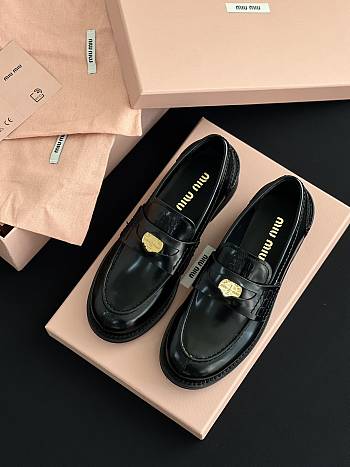 Colestore Miu Miu Brushed Leather Loafers-Black