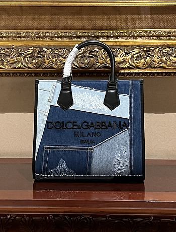 Colestore Dolce&Gabbana Denim Patchwork Shopper Blue 31x27x15cm