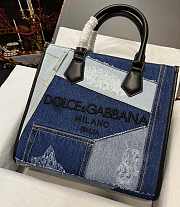 Colestore Dolce&Gabbana Denim Patchwork Shopper Blue 31x27x15cm - 5