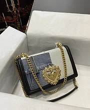 Colestore Dolce & Gabbana Medium Devotion Denim Shoulder Bag Blue 21x13.5x5cm - 1