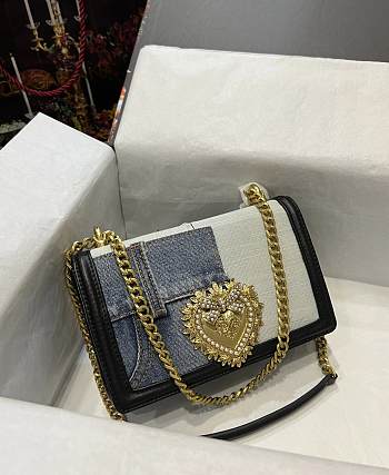 Colestore Dolce & Gabbana Medium Devotion Denim Shoulder Bag Blue 21x13.5x5cm