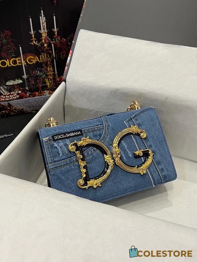 Colestore Dolce & Gabbana Dg Girls In Patchwork Denim Blue 23x17x6.5cm - 1
