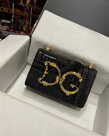 Colestore Dolce & Gabbana Dg Girls In Patchwork Denim Black 23x17x6.5cm