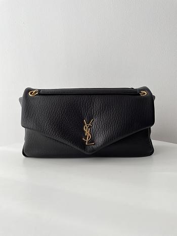 Colestore YSL Saint Laurent Calypso Large In Grained Lambskin Black 28x22x12cm