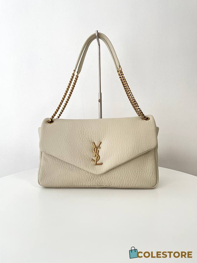Colestore YSL Saint Laurent Calypso Large In Grained Lambskin Blanc Vintage 28x22x12cm - 1