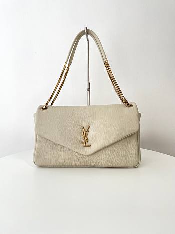 Colestore YSL Saint Laurent Calypso Large In Grained Lambskin Blanc Vintage 28x22x12cm