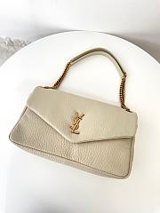 Colestore YSL Saint Laurent Calypso Large In Grained Lambskin Blanc Vintage 28x22x12cm - 2