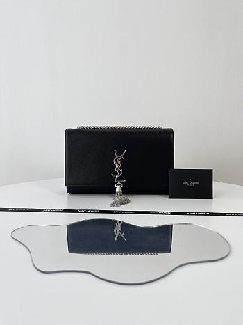 Colestore Kate Medium Tassel In Grain De Poudre Embossed Leather Sliver Hardware 24x14.5x5.5cm