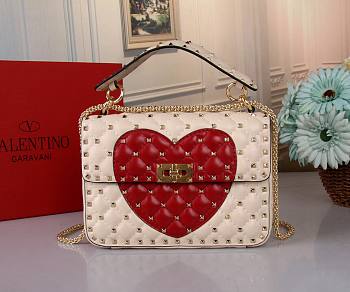 Colestore Valentino Medium Rockstud Heart Shoulder Bag 23x16x6.5cm