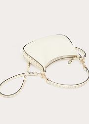 Colestore Valentino Garavani Small Rockstud Leather Shoulder Bag White 20x12.5x1.5cm - 3