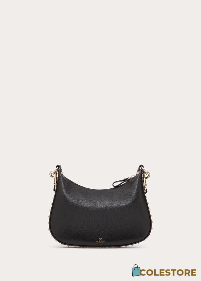 Colestore Valentino Garavani Small Rockstud Leather Shoulder Bag Black 20x12.5x1.5cm - 1