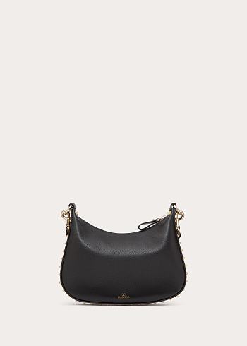 Colestore Valentino Garavani Small Rockstud Leather Shoulder Bag Black 20x12.5x1.5cm