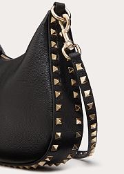 Colestore Valentino Garavani Small Rockstud Leather Shoulder Bag Black 20x12.5x1.5cm - 2