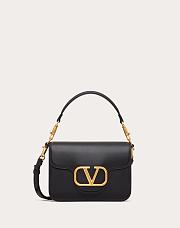 Colestore Valentino Garavani Loco Logo Plaque Foldover Top Shoulder Bag In Black Gold Hardware 22x16x7cm - 1