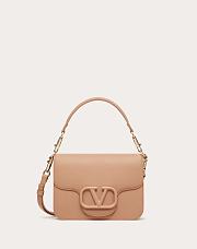 Colestore Valentino Garavani Loco Logo Plaque Foldover Top Shoulder Bag In Rose Cannelle 22x16x7cm - 1
