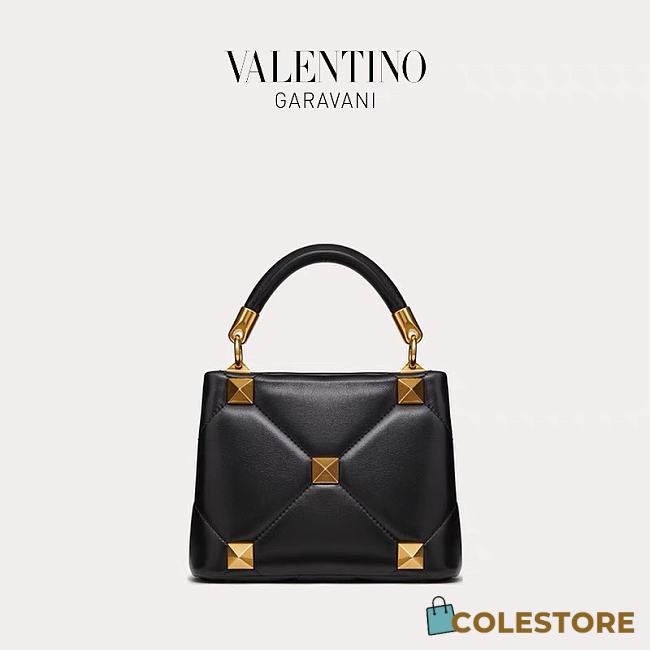 Colestore Valentino Garavani Black and Gold Small Roman Stud Bag 21x17x13cm - 1