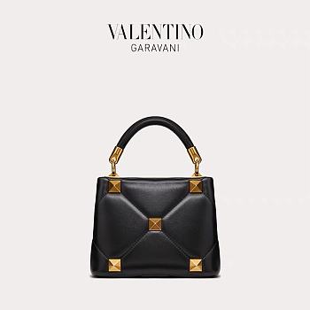 Colestore Valentino Garavani Black and Gold Small Roman Stud Bag 21x17x13cm