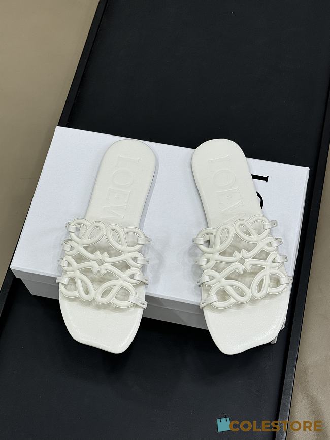 Colestore Loewe Petal Anagram Slide in Anthurium White - 1