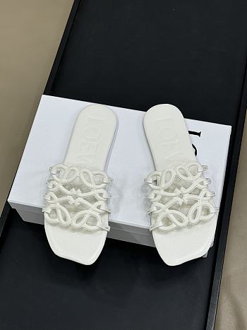 Colestore Loewe Petal Anagram Slide in Anthurium White