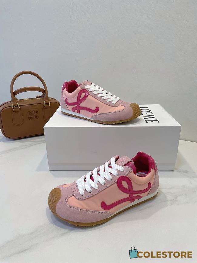 Colestore Loewe Flow Runner in Nylon and Suede Pink - 1