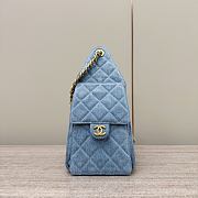 Colestore Chanel 25 Small Handbag Washed Denim & Gold-Tone Metal Blue 30x26x14cm - 3
