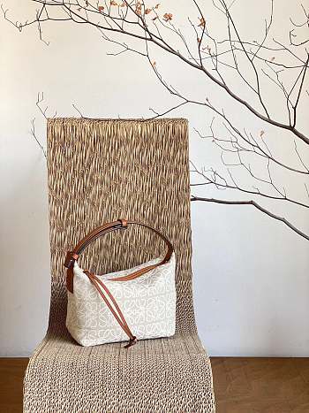 Colestore Loewe Cubi Anagram Canvas And Leather Shoulder Bag 21x17x12.5cm