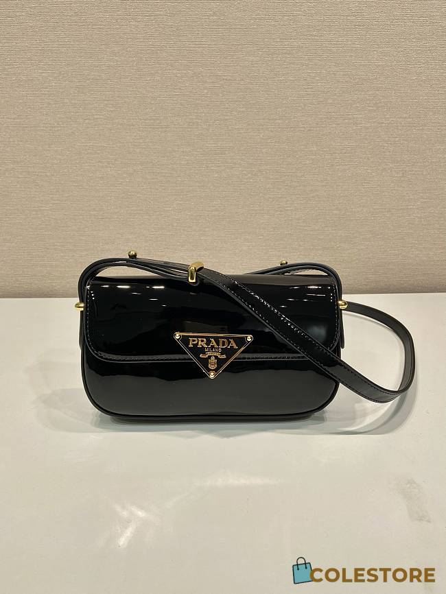 Colestore Prada Women Patent Leather Shoulder Bag in Black 20.5x10.5x4cm - 1