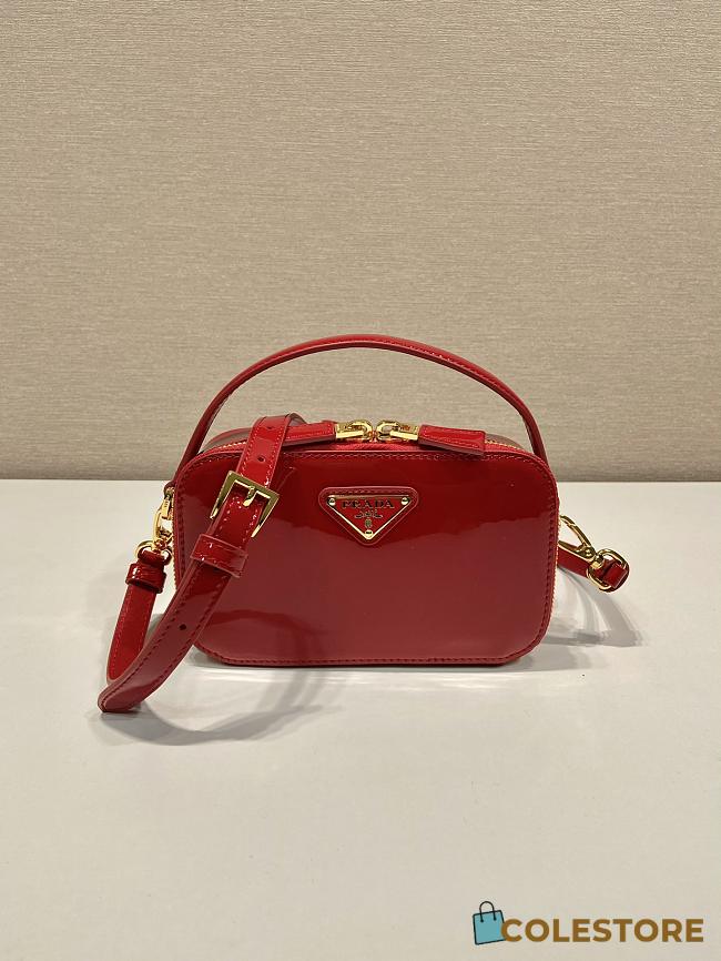 Colestore Prada Odette Patent Leather Crossbody Bag in Red 17.5x10.5x4.5cm  - 1