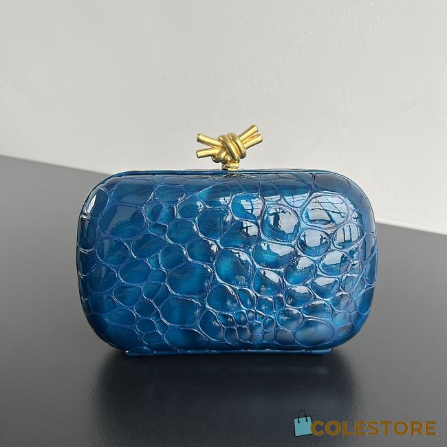 Colestore Bottega Veneta Knot Shiny Alligator Blue  20x12x5.5cm - 1