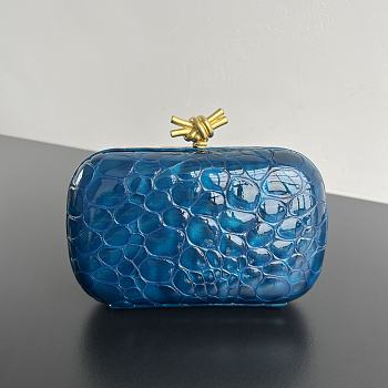Colestore Bottega Veneta Knot Shiny Alligator Blue  20x12x5.5cm