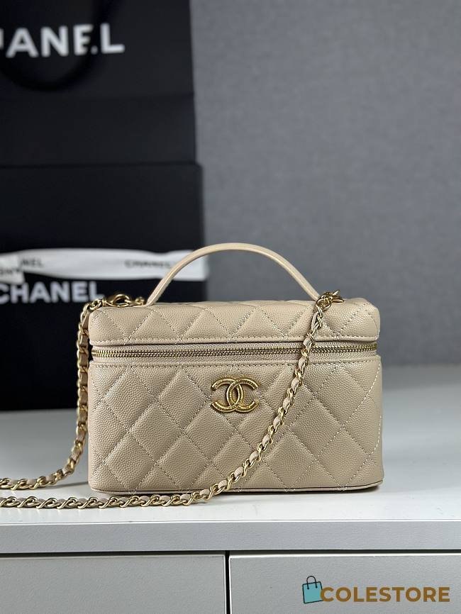 Colestore Chanel 25p lp Vanity Bag Beige 19.5x5x17cm - 1