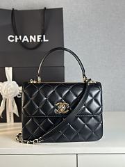 Colestore Chanel Trendy CC Flap Bag With Top Handle Lambskin Black 25x17x12cm - 1