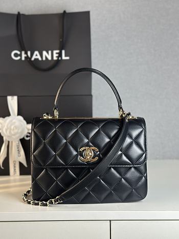 Colestore Chanel Trendy CC Flap Bag With Top Handle Lambskin Black 25x17x12cm