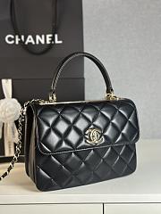Colestore Chanel Trendy CC Flap Bag With Top Handle Lambskin Black 25x17x12cm - 4