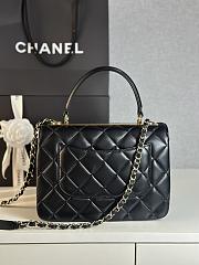 Colestore Chanel Trendy CC Flap Bag With Top Handle Lambskin Black 25x17x12cm - 2