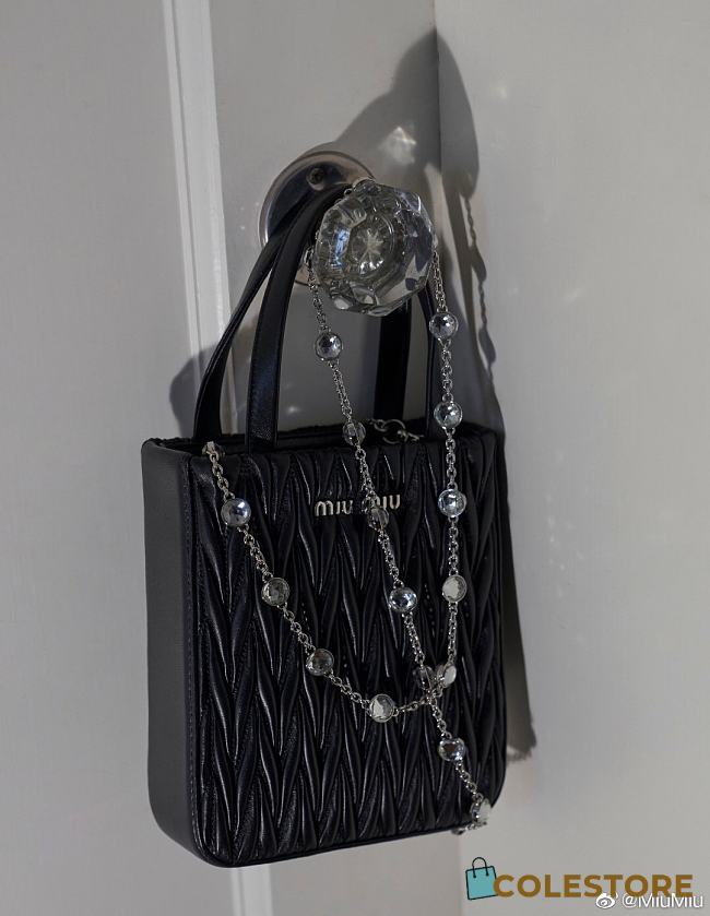 Colestore Miu Miu Matelasse Hand Chain Shoulder Bag Black/White/Pink 18X15X5CM - 1