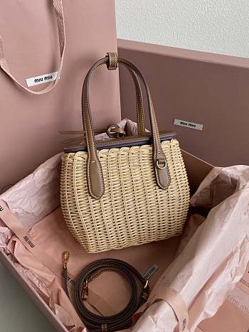 Colestore Miu Miu Rattan Mini Bag with Cowhide Trim 15x20x8.5cm