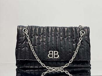 Colestore Balenciaga Large Monaco Quilted Shoulder Bag - Black 43.5x32x13cm