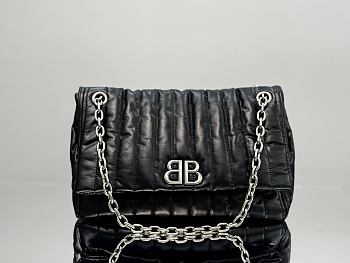 Colestore Balenciaga Medium Monaco Quilted Shoulder Bag - Black 32.5x22x9.9cm