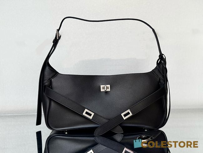 Colestore Balenciaga Bel Air Sliver Hardware Shoulder Bag in Black 35x17x10cm - 1