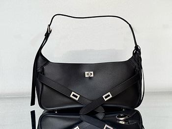 Colestore Balenciaga Bel Air Sliver Hardware Shoulder Bag in Black 35x17x10cm
