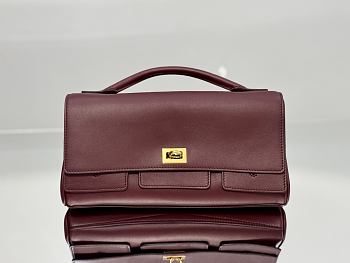 Colestore Balenciaga Bel Air Small Clutch On Strap in Dark Burgundy 26.9x13.9x5.3cm