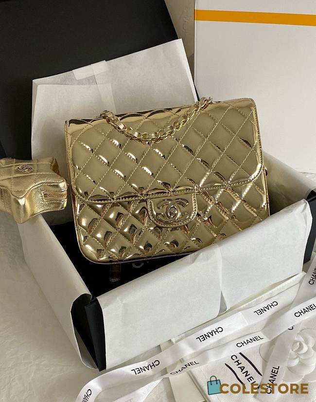 Colestore Chanel 24C Mini Flap Bag & Star Coin Purse Gold 22.5×6.5×17cm - 1